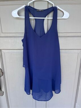 Soprano Deep Blue Chiffon Racerback Tank